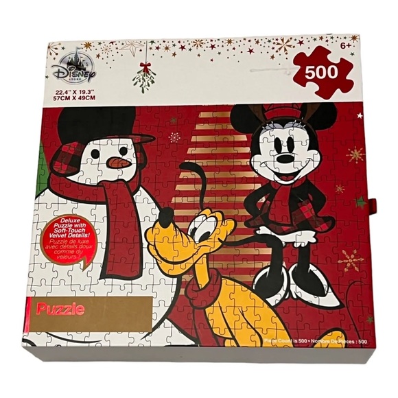 Disney Other - Disney Store Mickey Mouse and Friends 500 Piece Velvet Details Christmas Puzzle